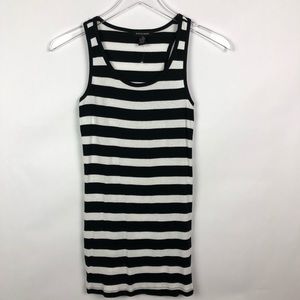 Black and White Striped Ribbed Tank | L